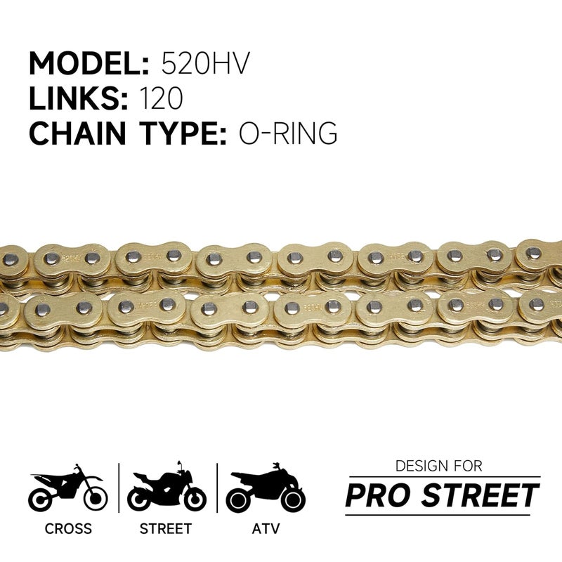 HILAKE 520 Motorcycle Chain 120 Links O-Ring Heavy Duty Drive Chain for Motorcycle Bicycle Go Kart Mini Trail Bike - Image 2